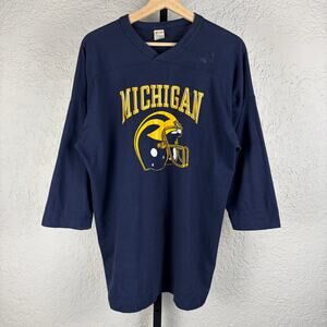 1970s Champion Michigan Wolverines Football Souvenir XL Raglan Jersey